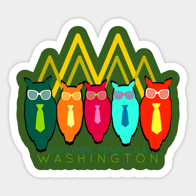 Hip Owls Washington Mountains Sticker by TheDaintyTaurus